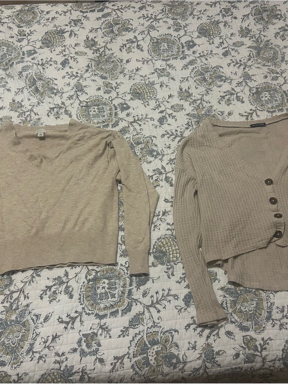 Beige V-Neck Sweater Duo - Neutral Knit Tops